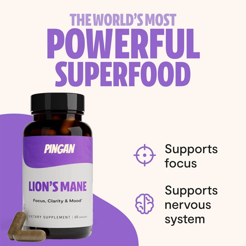 Lion Mane Supplement 60 Capsules - Mushroom Support Nervous System for Memory and Immunity
Lion Mane Supplement 60 Capsules - Mushroom Support Nervous System for Memory and Immunity