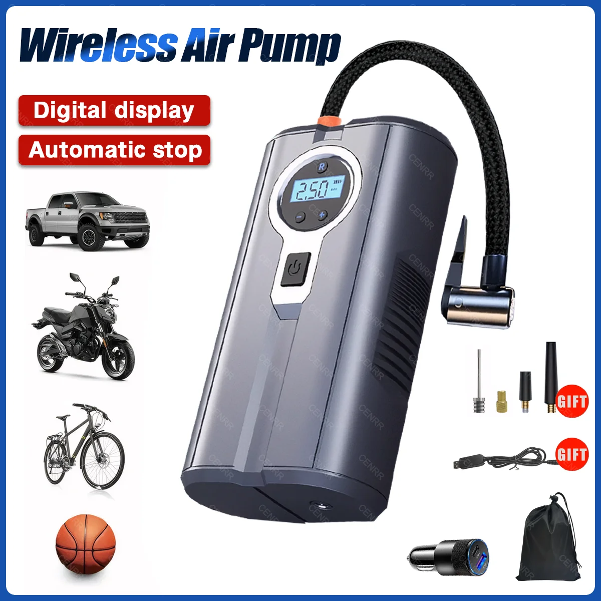 Car Electric Air Pump Portable Tire Inflator Wireless Air Compressor Digital Air Injector For Car Tyre Motorcycle Bike Boat Ball
Car Electric Air Pump Portable Tire Inflator Wireless Air Compressor Digital Air Injector For Car Tyre Motorcycle Bike Boat Ball