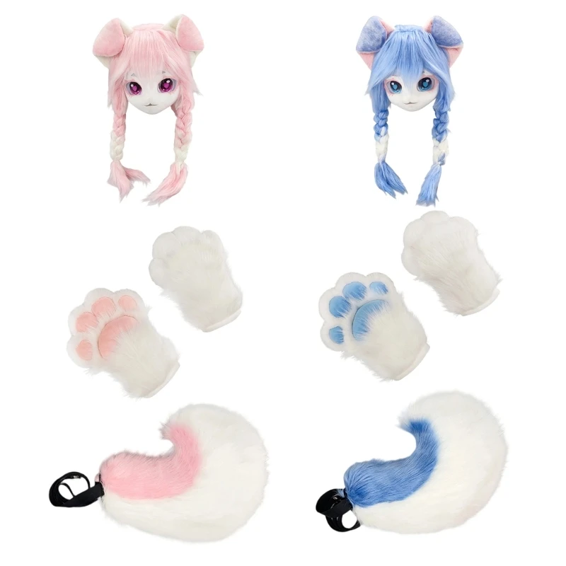 72XE Paws Gloves Tail Furry Animal Head Dog Fursuit Cut Mask Headgear Cosplay Halloween Costume Dog Costume Accessories
72XE Paws Gloves Tail Furry Animal Head Dog Fursuit Cut Mask Headgear Cosplay Halloween Costume Dog Costume Accessories