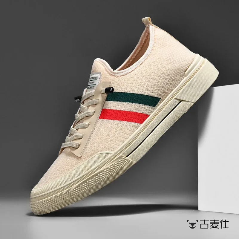 Men's Slip-On Summer Thin Knitted Canvas Casual Shoes Breathable Mesh Work Trendy round Toe Lace-Up PVC Outsole Stripe Pattern
Men's Slip-On Summer Thin Knitted Canvas Casual Shoes Breathable Mesh Work Trendy round Toe Lace-Up PVC Outsole Stripe Pattern