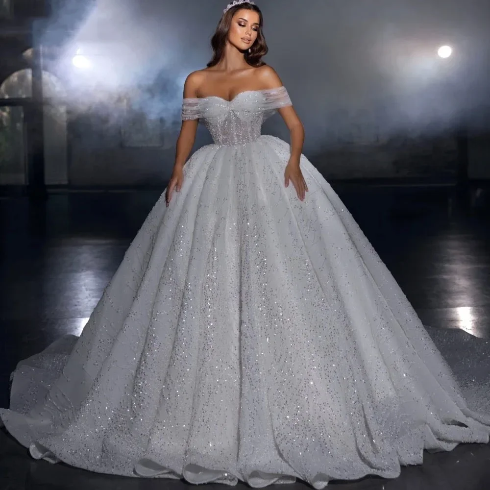 Customized Beading Bling Sweetheart Ball Gown Wedding Dresses Vestido de novia Off Shoulder 2025 Bridal dress Robes De Mariée
Customized Beading Bling Sweetheart Ball Gown Wedding Dresses Vestido de novia Off Shoulder 2025 Bridal dress Robes De Mariée