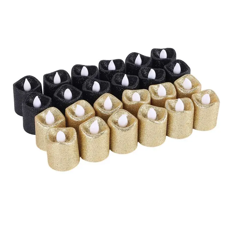 ABKJ-24 Packs Gold Flameless Votive Candles Black Glitter LED Tealights Battery Operated Tea Lights Warm Yellow Light Holder
ABKJ-24 Packs Gold Flameless Votive Candles Black Glitter LED Tealights Battery Operated Tea Lights Warm Yellow Light Holder
