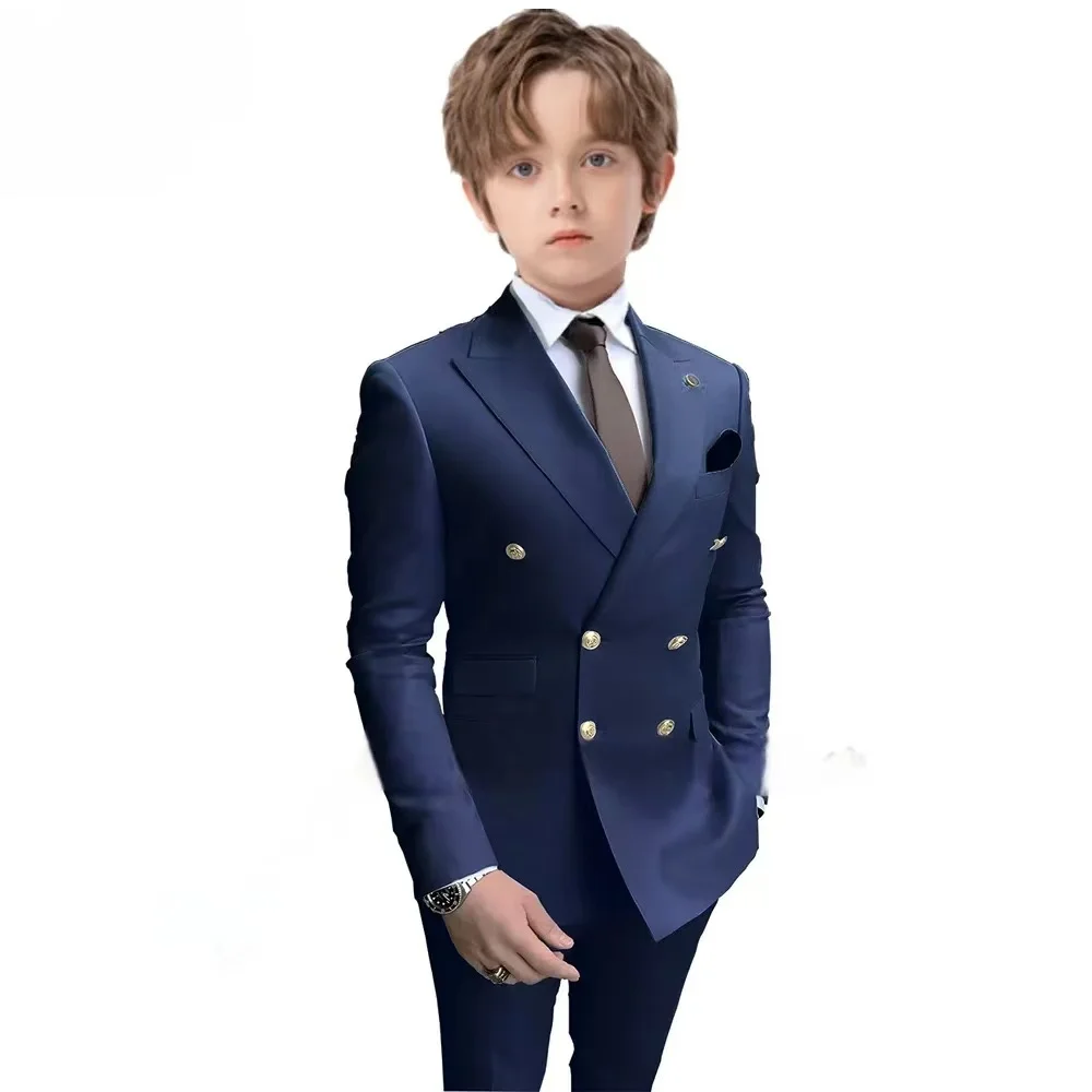 2025 New Navy Blue Boys 2 Piece Suit Double Breasted Blazer Kids Wedding Tuxedo Jacket Pants Formal Child Clothes 2-16 Years Old
2025 New Navy Blue Boys 2 Piece Suit Double Breasted Blazer Kids Wedding Tuxedo Jacket Pants Formal Child Clothes 2-16 Years Old