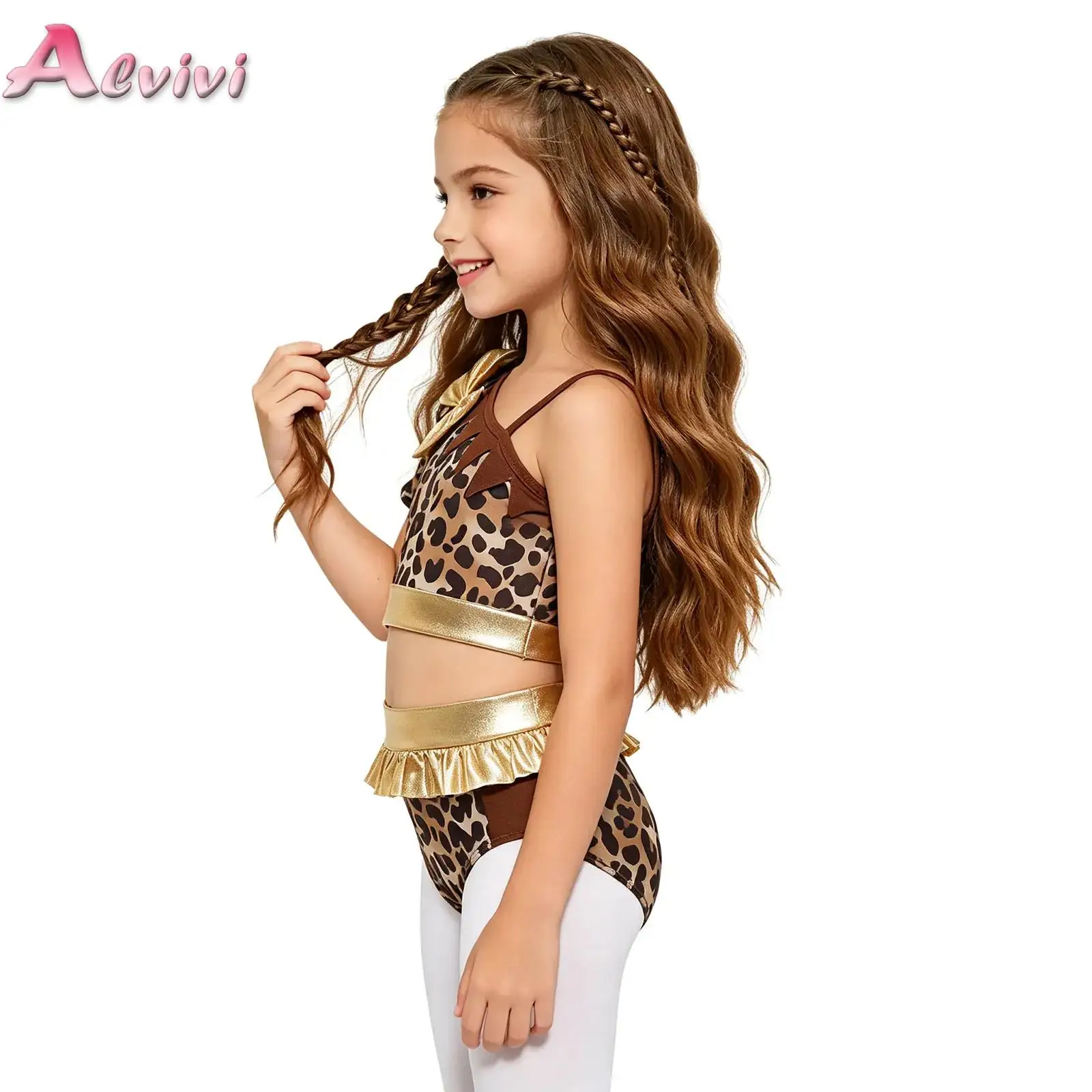 Girls 2 Pieces Prehistoric Cave Printed Costumes Asymmetrical Sleeve Bow Crop Top+Ruffle Briefs Ballet Stage Performance Clothes
Girls 2 Pieces Prehistoric Cave Printed Costumes Asymmetrical Sleeve Bow Crop Top+Ruffle Briefs Ballet Stage Performance Clothes