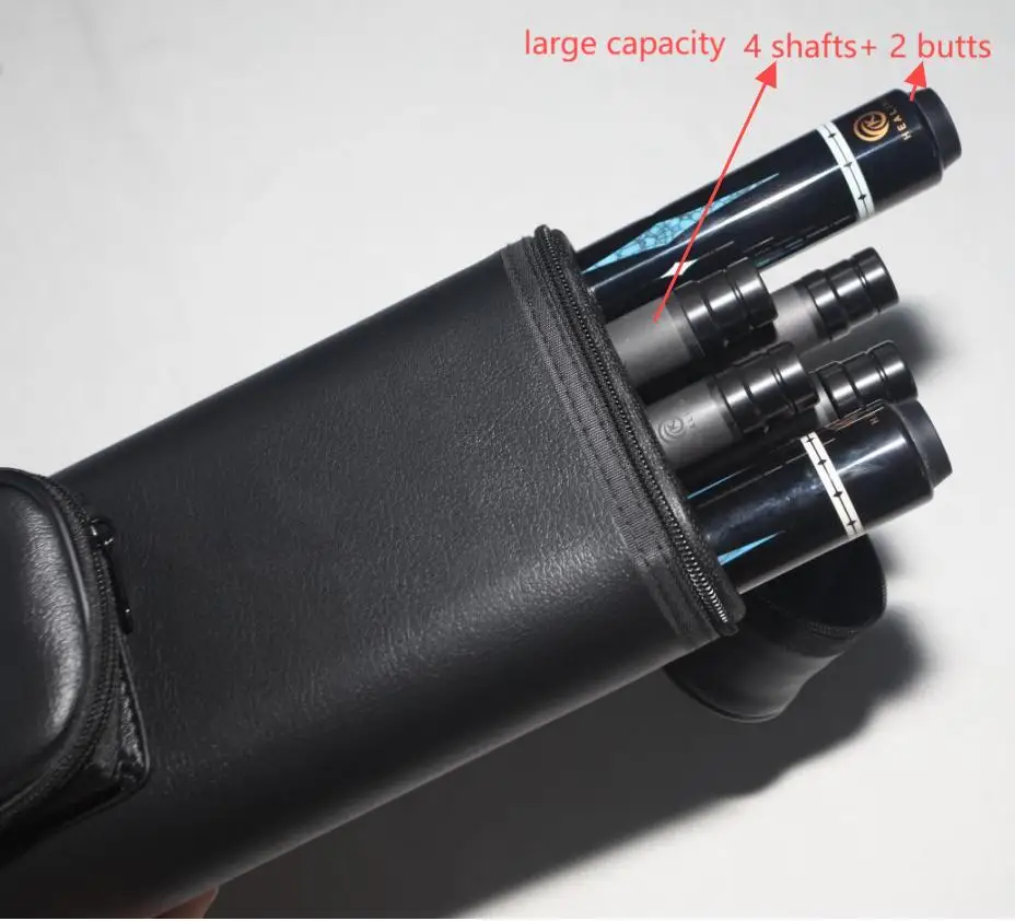 OKHEALING Stock Ready 6 HOLES Pool Cue case for 1/2 Billiard Cue BAG PU 4PCS SHAFT+2PCS BUTT Black with Two Small Extension Bag
OKHEALING Stock Ready 6 HOLES Pool Cue case for 1/2 Billiard Cue BAG PU 4PCS SHAFT+2PCS BUTT Black with Two Small Extension Bag
