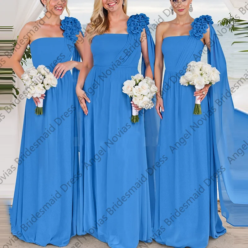 Customized Long Plus Size Blue Chiffon Bridesmaid Dresses One Shoulder Wedding Party Maid Of Honor Dress robes invitée mariage
Customized Long Plus Size Blue Chiffon Bridesmaid Dresses One Shoulder Wedding Party Maid Of Honor Dress robes invitée mariage