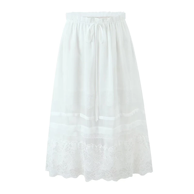 YENKYE Sexy Lace Spliced See Through White Skirt Women Elastic High Waist A-line Midi Holiday Beach Summer Skirts 2025
YENKYE Sexy Lace Spliced See Through White Skirt Women Elastic High Waist A-line Midi Holiday Beach Summer Skirts 2025