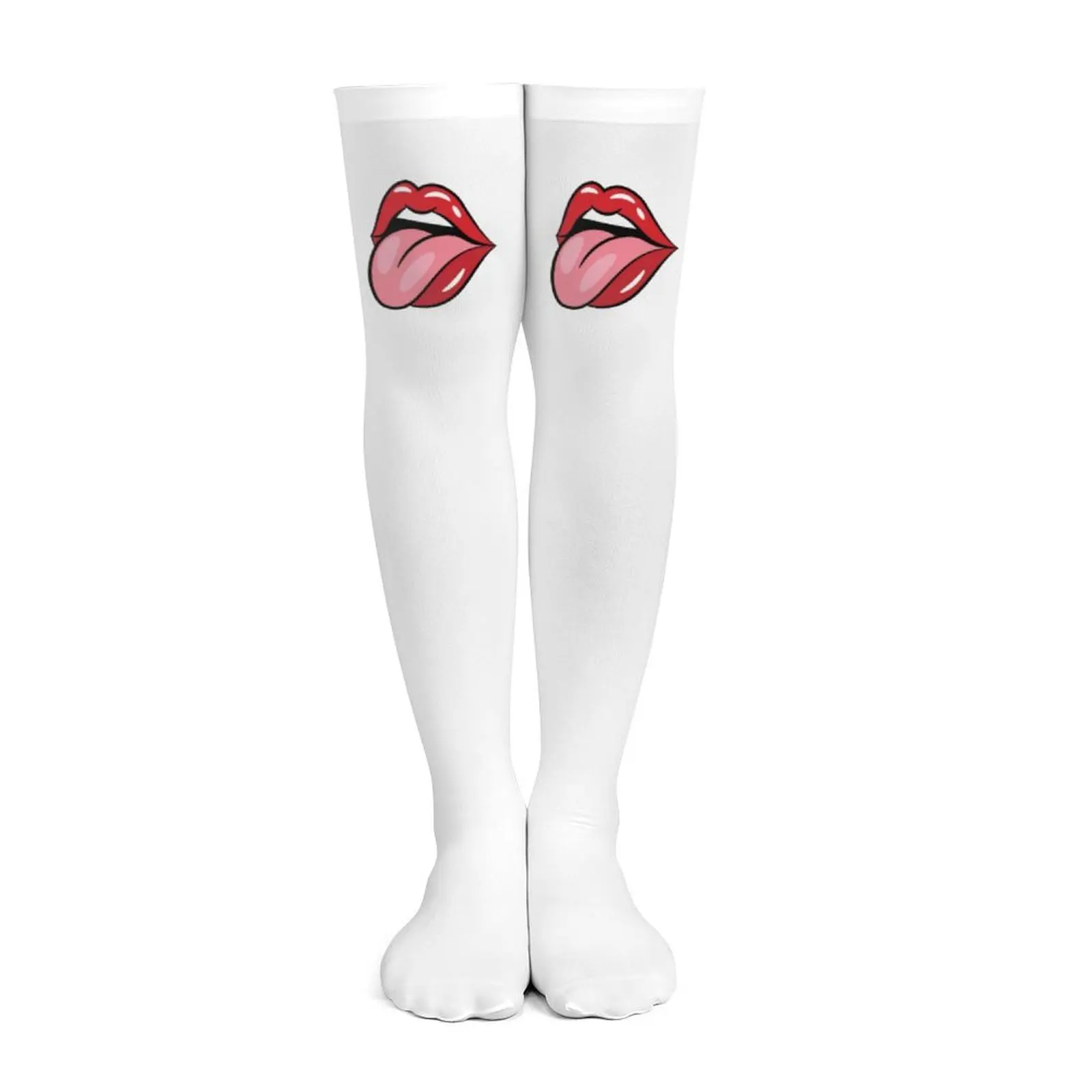 Ladies' white knee high pantyhose with sexy red lip print, fun knee high stockings, cute and funny party cosplay socks
Ladies' white knee high pantyhose with sexy red lip print, fun knee high stockings, cute and funny party cosplay socks
