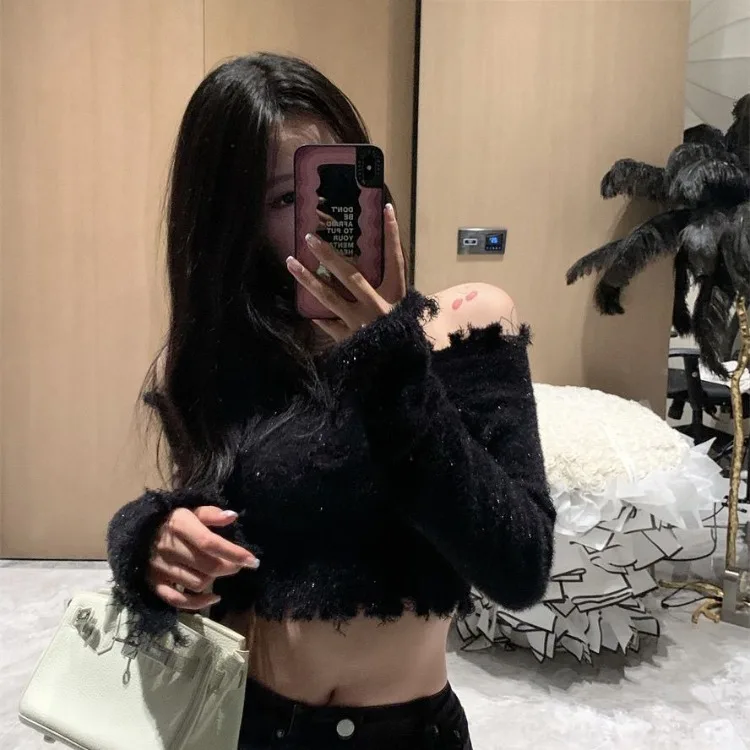 Black One Shoulder Sequined Knitted Bottoming Pullover Y2k Long Sleeved Sweaters Mujer Spring Autumn New Slim Fit Tops Women
Black One Shoulder Sequined Knitted Bottoming Pullover Y2k Long Sleeved Sweaters Mujer Spring Autumn New Slim Fit Tops Women