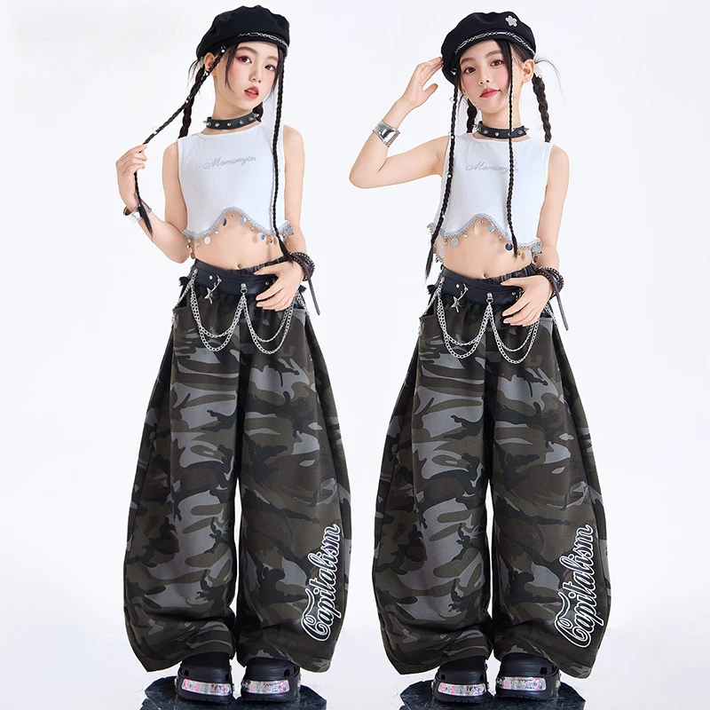 2026 Jazz Outfit Girls Kpop Dance Performance Costume White Crop Top Camouflage Pants Street Dance Show Clothing Streetwear 3835
2026 Jazz Outfit Girls Kpop Dance Performance Costume White Crop Top Camouflage Pants Street Dance Show Clothing Streetwear 3835