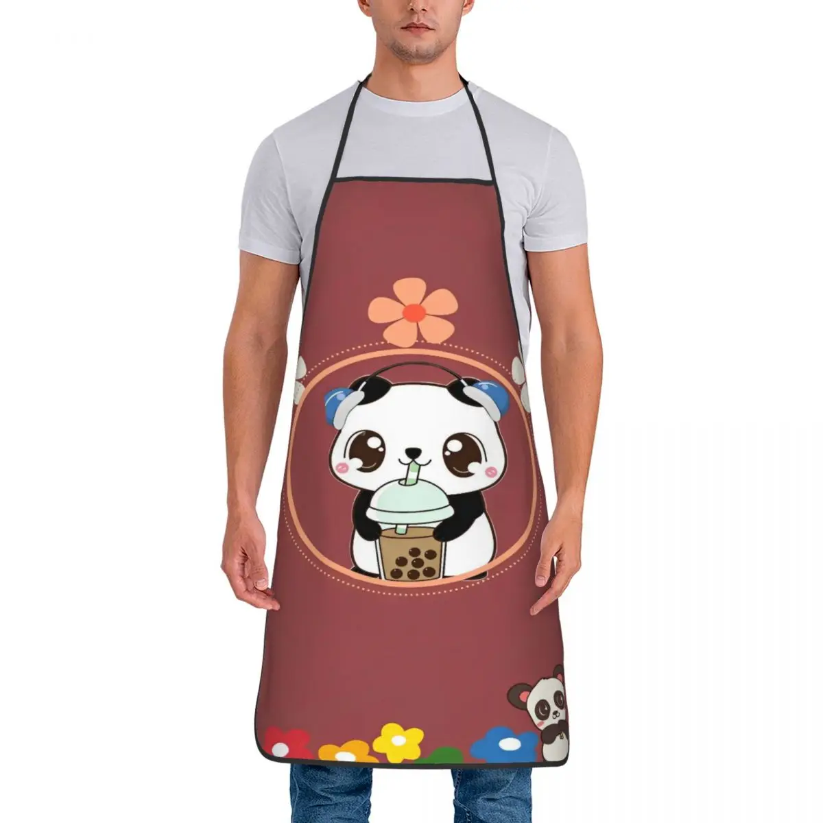 Китайский фартук с пандой, модные кухонные аксессуары для уборки, рабочие парикмахерские фартуки без кармана 
Китайский фартук с пандой, модные кухонные аксессуары для уборки, рабочие парикмахерские фартуки без кармана