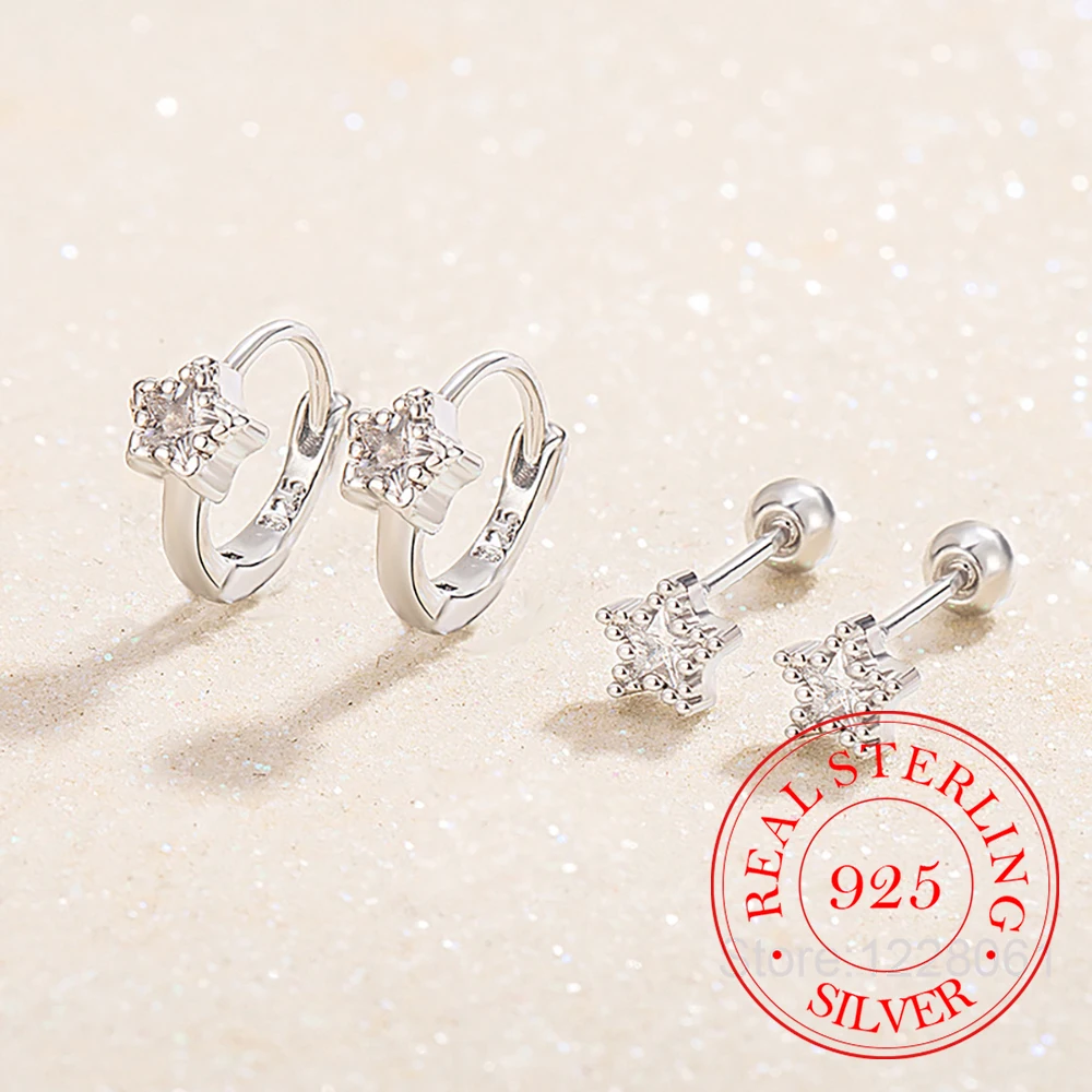 Simple 925 Sterling Silver Crystal Zircon Star Asymmetry Hoop Earrings For Woman Piercing Jewelry Aretes De Mujer Party Gift
Simple 925 Sterling Silver Crystal Zircon Star Asymmetry Hoop Earrings For Woman Piercing Jewelry Aretes De Mujer Party Gift