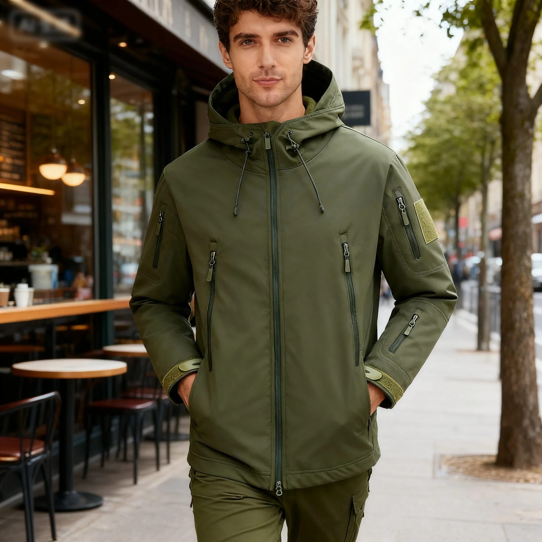 Men's Hooded Casual Military Outdoor Utility Jacket Fashion Sharkskin Soft-Shell Tactical Waterproof Combat Bomber Jacket
Men's Hooded Casual Military Outdoor Utility Jacket Fashion Sharkskin Soft-Shell Tactical Waterproof Combat Bomber Jacket