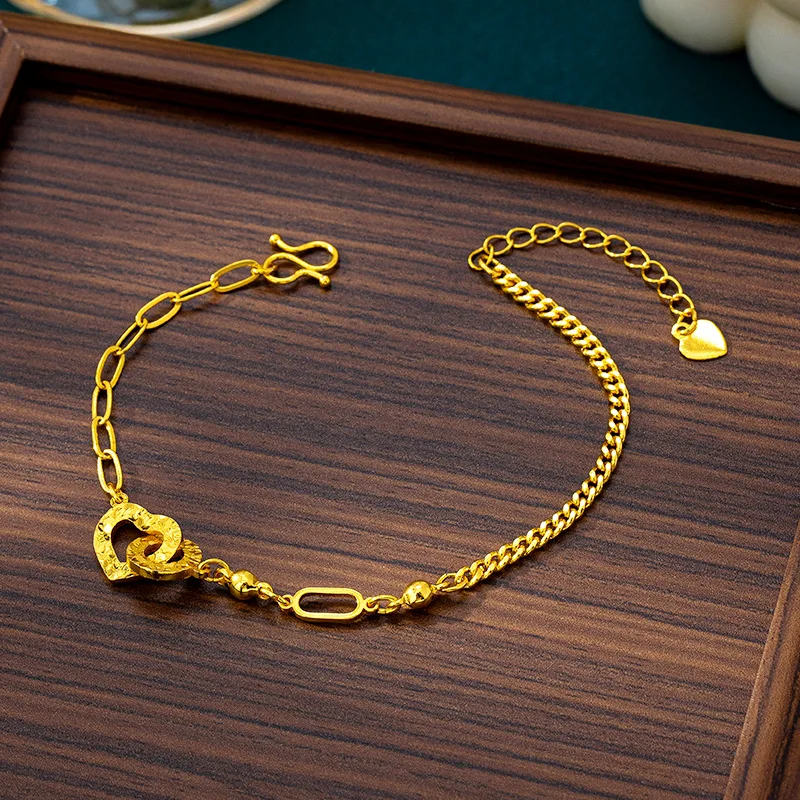 Luxury 24K 9999 Pure Gold real gold Women's Ice Crushed Hollow Double Ring Buckle Bracelet
Luxury 24K 9999 Pure Gold real gold Women's Ice Crushed Hollow Double Ring Buckle Bracelet