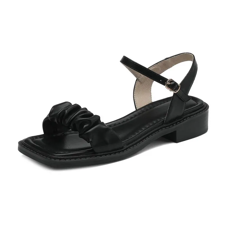 2024 Summer New Leather Cowhide Material Women's Sandals Flat Fashion Pleated Shoes Good Quality Black Brown
2024 Summer New Leather Cowhide Material Women's Sandals Flat Fashion Pleated Shoes Good Quality Black Brown