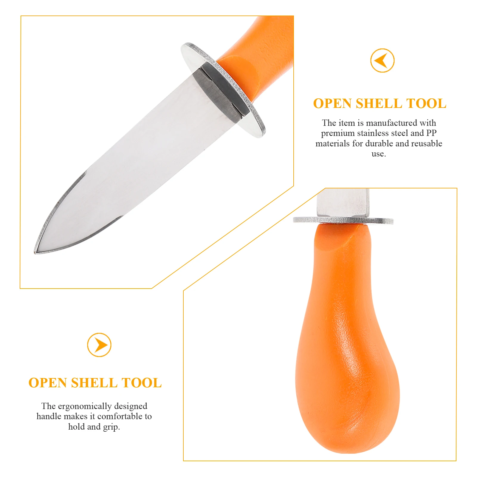 3 pcs Oyster Knife Stainless Steel Shucking Tool Clam Scallop Shellfish Manual Opener Reusable Shell Remover Orange 
3 pcs Oyster Knife Stainless Steel Shucking Tool Clam Scallop Shellfish Manual Opener Reusable Shell Remover Orange