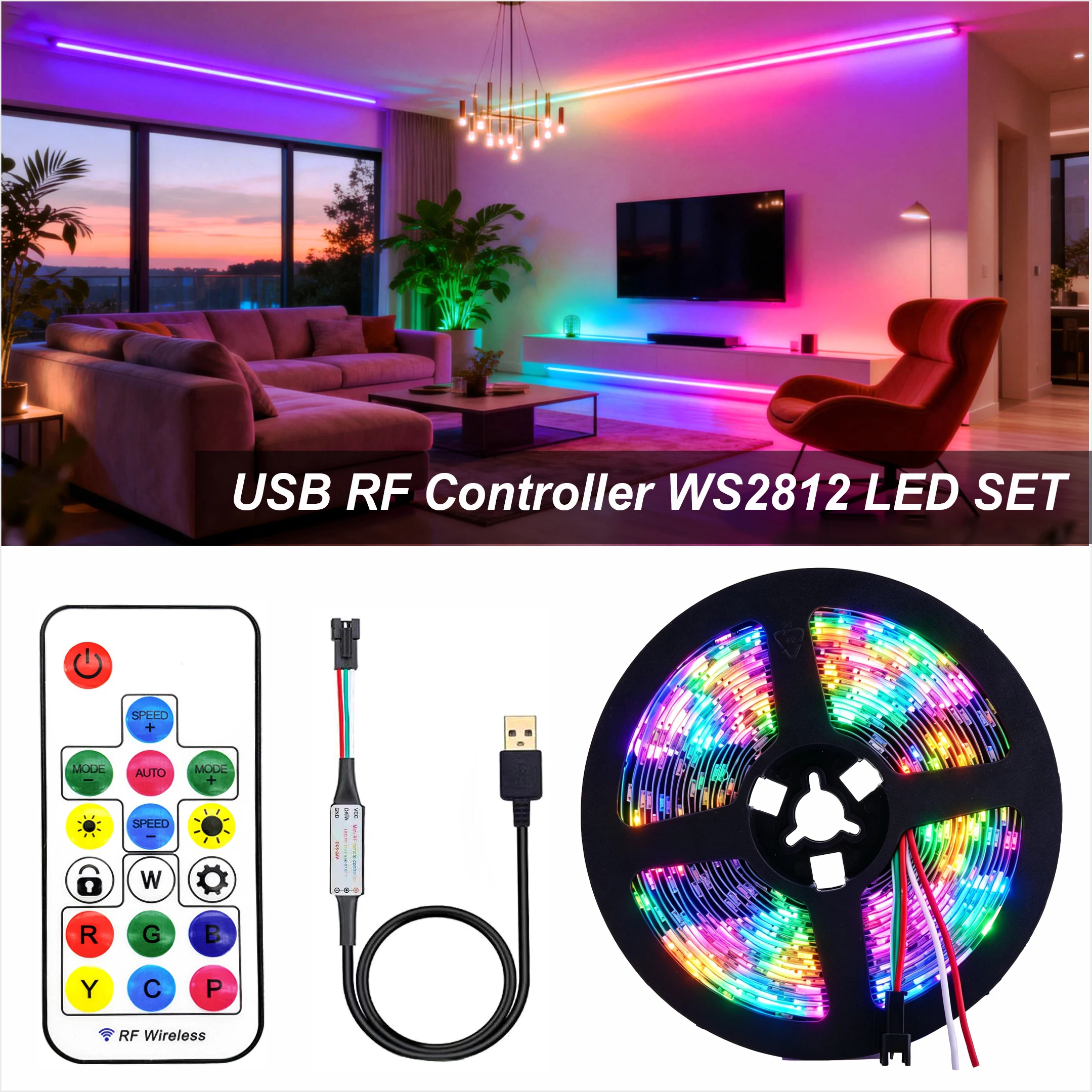 DC5V WS2812B USB LED Strip Addressable Pixel Tape With 14Key Remote Controller For Led TV Back Under Cabinet Lamp 1m/2m/3m/4m/5m
DC5V WS2812B USB LED Strip Addressable Pixel Tape With 14Key Remote Controller For Led TV Back Under Cabinet Lamp 1m/2m/3m/4m/5m