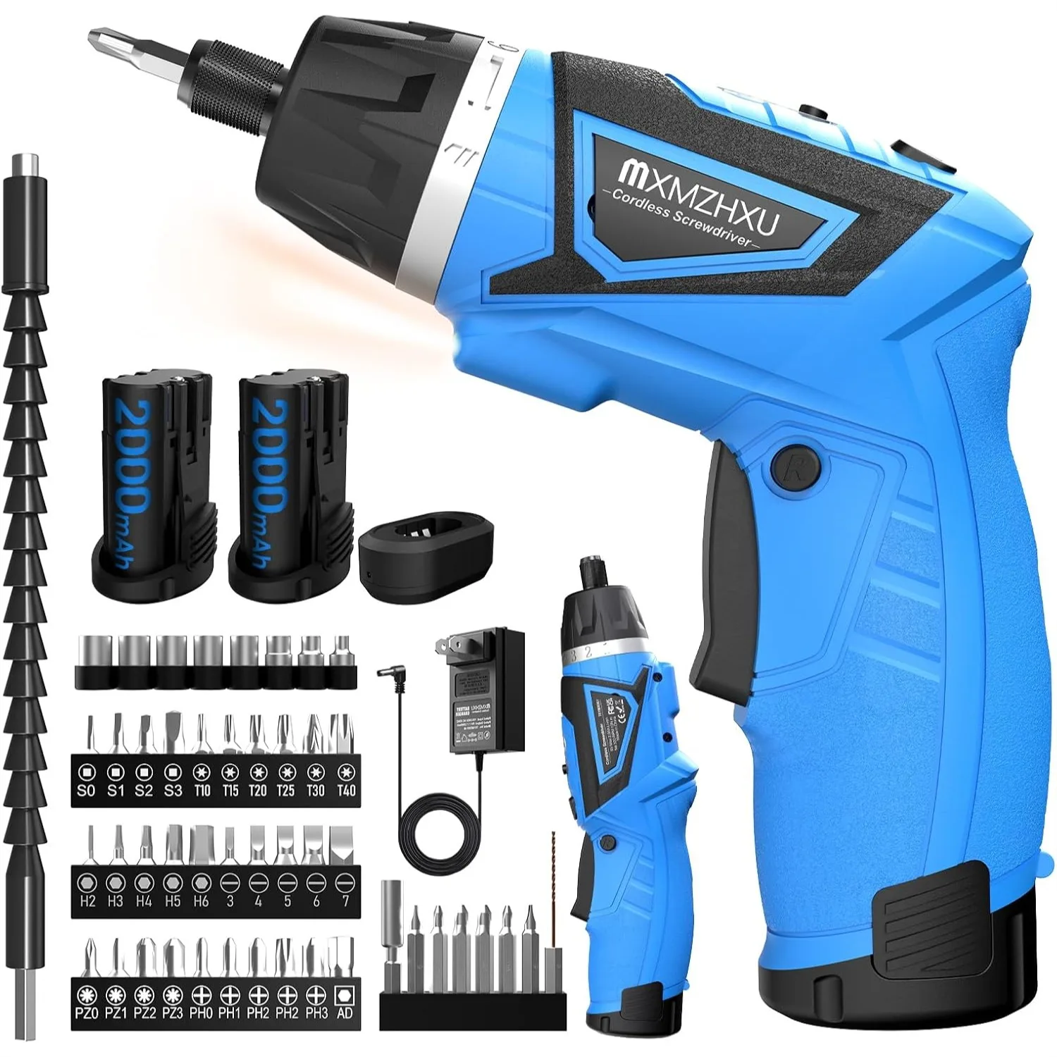 Cordless Screwdriver, 8V Electric Screwdriver with 2x2000mAh Battery, 10Nm Max Torque, 47pcs Bits, LED Light, Flexible Shaft
Cordless Screwdriver, 8V Electric Screwdriver with 2x2000mAh Battery, 10Nm Max Torque, 47pcs Bits, LED Light, Flexible Shaft