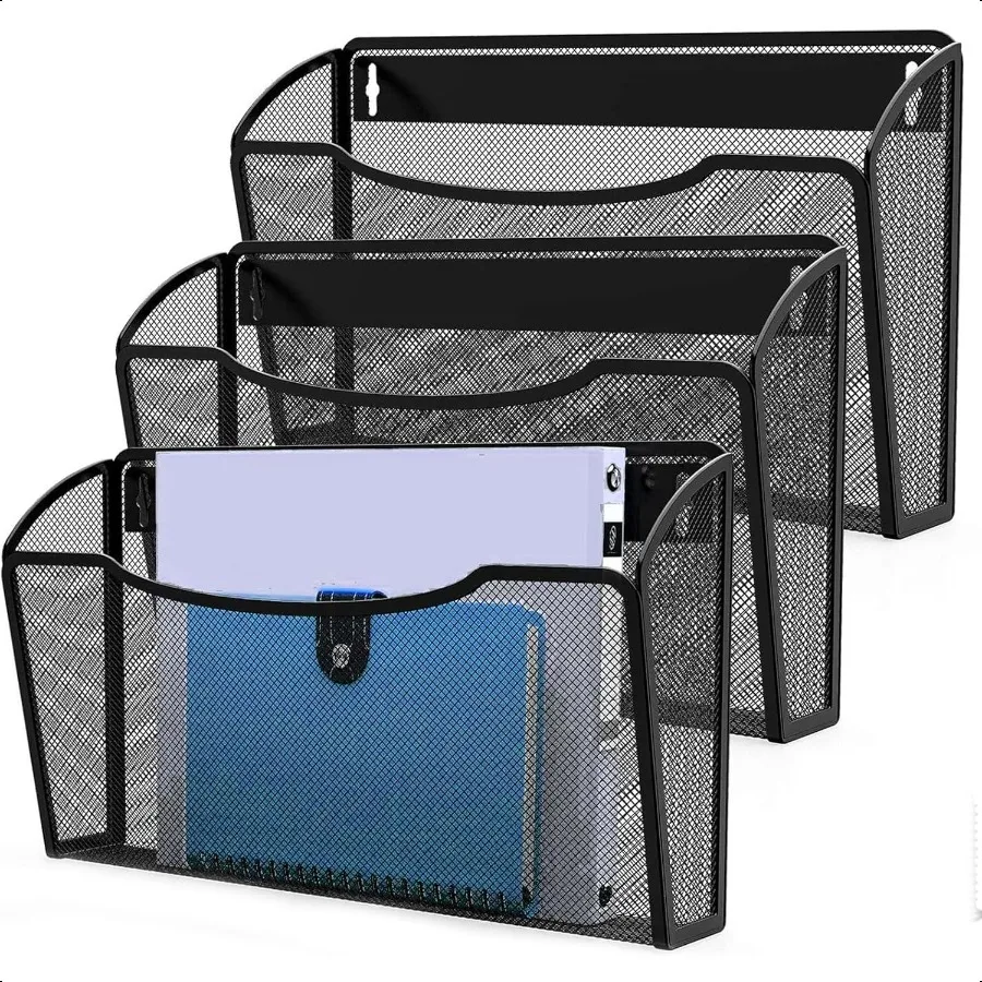 3 Pack Wall File Organizer Vertical Mounted File Folder Binder Holder Hanging Basket Mail Organizer for Office Home and School
3 Pack Wall File Organizer Vertical Mounted File Folder Binder Holder Hanging Basket Mail Organizer for Office Home and School