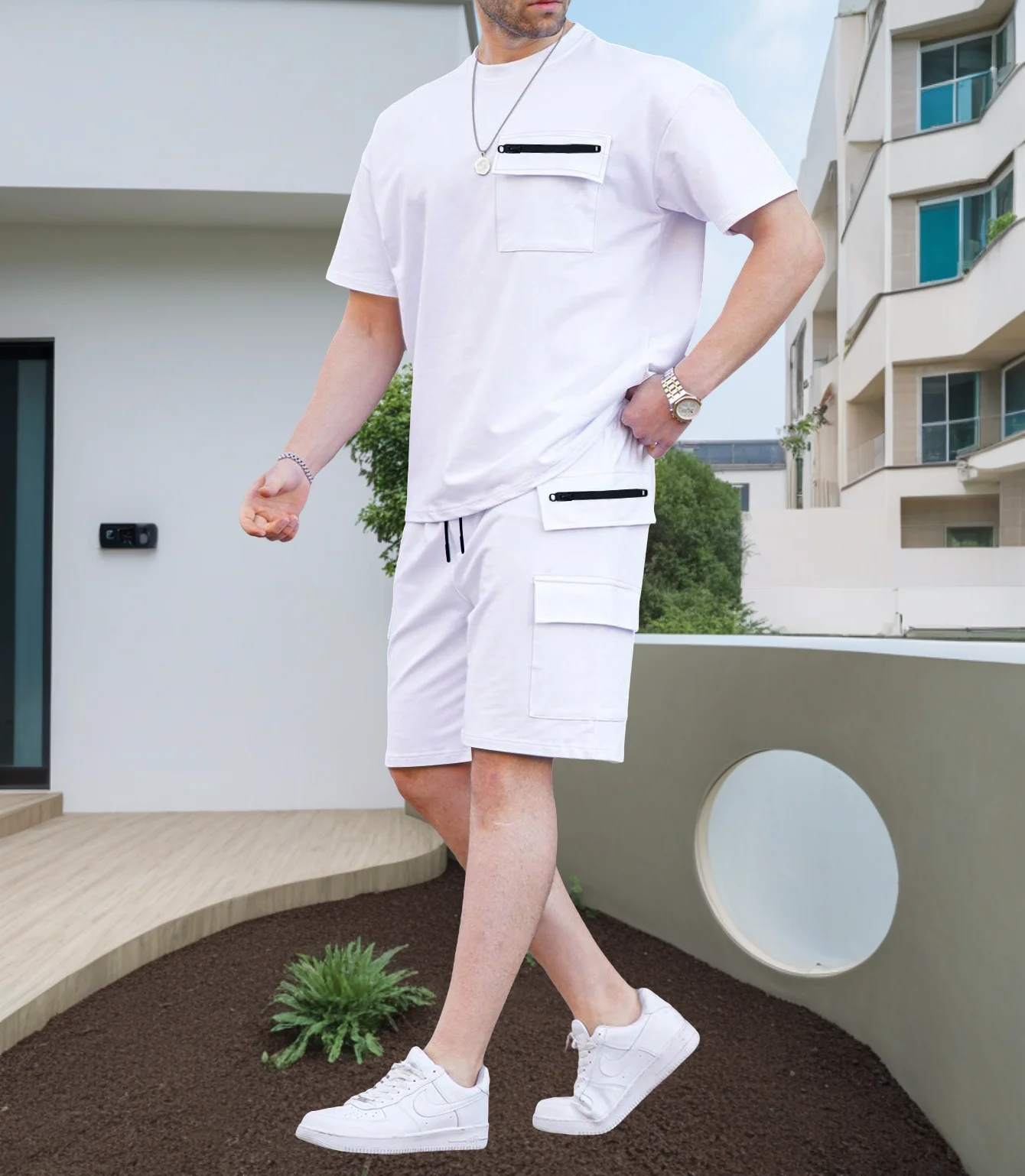 Men's T-shirt, Short-Sleeved, Summer Men's Two-Piece set, Pocket Accessories, Summer Fashionable High Street Polo Suit
Men's T-shirt, Short-Sleeved, Summer Men's Two-Piece set, Pocket Accessories, Summer Fashionable High Street Polo Suit
