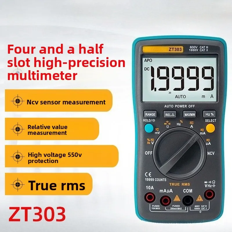 Цифровой мультиметр ZT303/ZT302/ZT301 с 4,5-разрядным дисплеем, высокоточный измеритель для электромонтажных работ
Цифровой мультиметр ZT303/ZT302/ZT301 с 4,5-разрядным дисплеем, высокоточный измеритель для электромонтажных работ