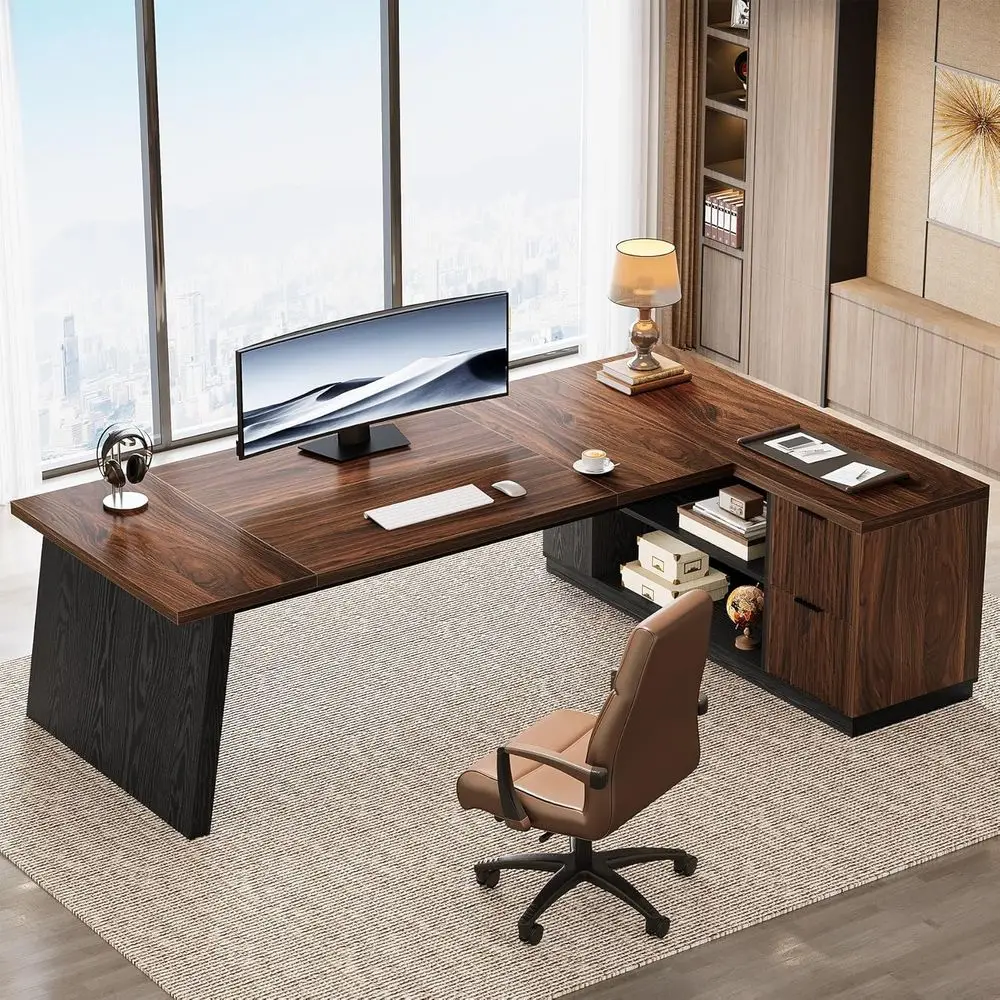 78-Inch L-Shaped Executive Desk, Large Computer Desk with 2 Ders and Storage Shelves, Businurniture Workstation or Home & Oice (
78-Inch L-Shaped Executive Desk, Large Computer Desk with 2 Ders and Storage Shelves, Businurniture Workstation or Home & Oice (