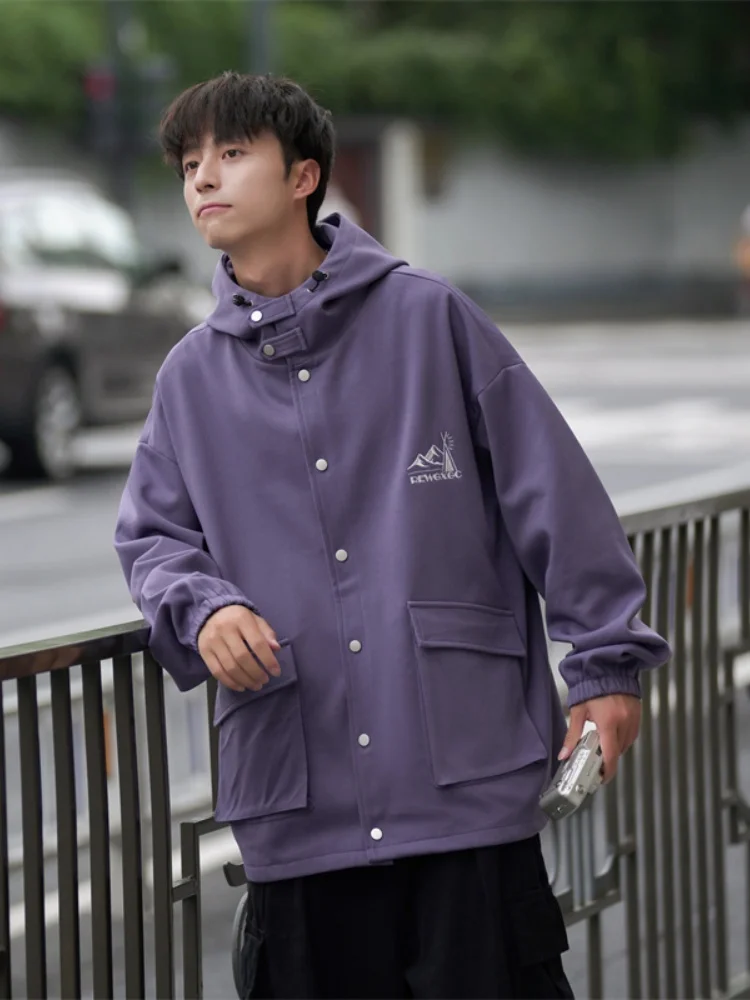 Spring Autumn Men's Jaet Trendy Workwear Coat Anti-Wrinkle Long Sve Hooded Pure Color y Top Casual Faion Outerwear
Spring Autumn Men's Jaet Trendy Workwear Coat Anti-Wrinkle Long Sve Hooded Pure Color y Top Casual Faion Outerwear