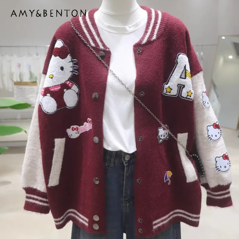 Теплый флокированный свитер на флисовой подкладке с героями мультфильмов, новинка осени и зимы Y2k, свободная утягивающая бейсбольная куртка с круглым вырезом, трикотажное пальто для женщин
Теплый флокированный свитер на флисовой подкладке с героями мультфильмов, новинка осени и зимы Y2k, свободная утягивающая бейсбольная куртка с круглым вырезом, трикотажное пальто для женщин