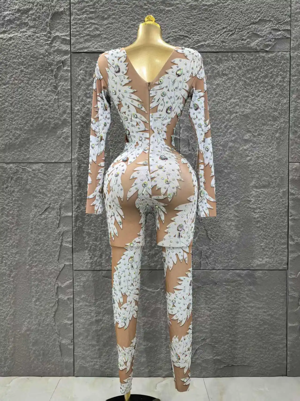 ashion Rhinestones Jumpsuit Elastic Legging Crystal Rompers Sexy Stage Costumes Women Nightclub Party Singer Dancer Bodysuits
ashion Rhinestones Jumpsuit Elastic Legging Crystal Rompers Sexy Stage Costumes Women Nightclub Party Singer Dancer Bodysuits