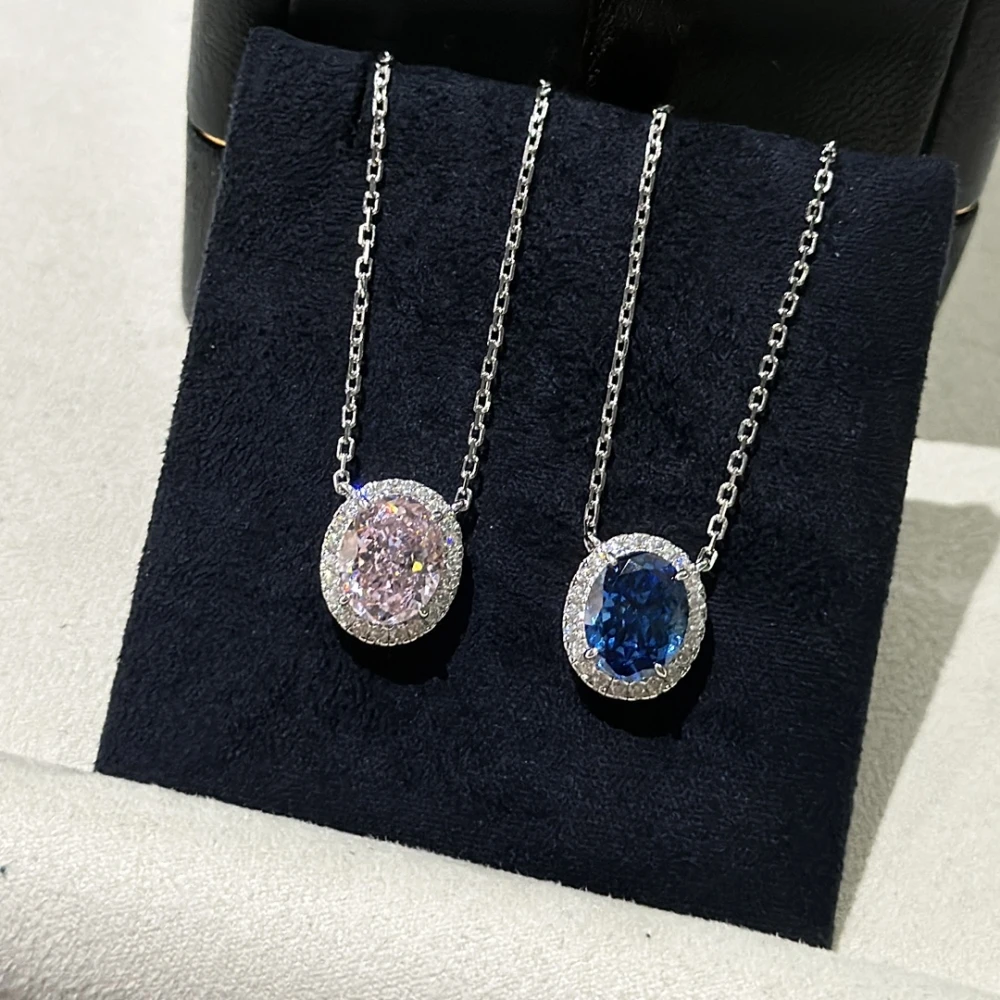 2023 Hot Selling S925 Sterling Silver Pink Blue Zircon Oval Necklace Delicate Beautiful Fashion Simple
2023 Hot Selling S925 Sterling Silver Pink Blue Zircon Oval Necklace Delicate Beautiful Fashion Simple