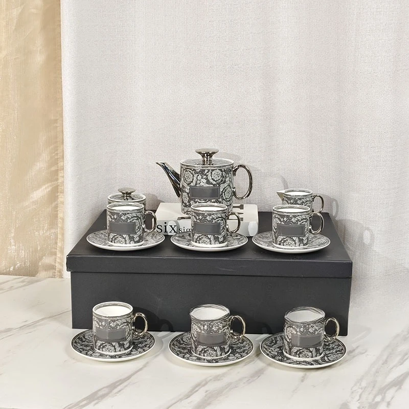 Grey coffee set, niche high-end bone china coffee saucer, teapot, sugar pot, milk pot set
Grey coffee set, niche high-end bone china coffee saucer, teapot, sugar pot, milk pot set