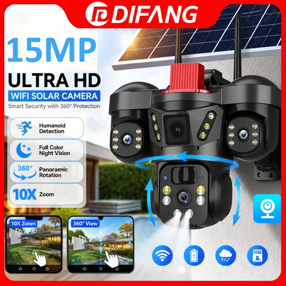 8K Ultra HD Solar WiFi Security Camera 3 Lens 3 Screen 360° Panoramic Rotation Battery IP66 Waterproof Outdoor V380 Pro CCTV Cam
8K Ultra HD Solar WiFi Security Camera 3 Lens 3 Screen 360° Panoramic Rotation Battery IP66 Waterproof Outdoor V380 Pro CCTV Cam