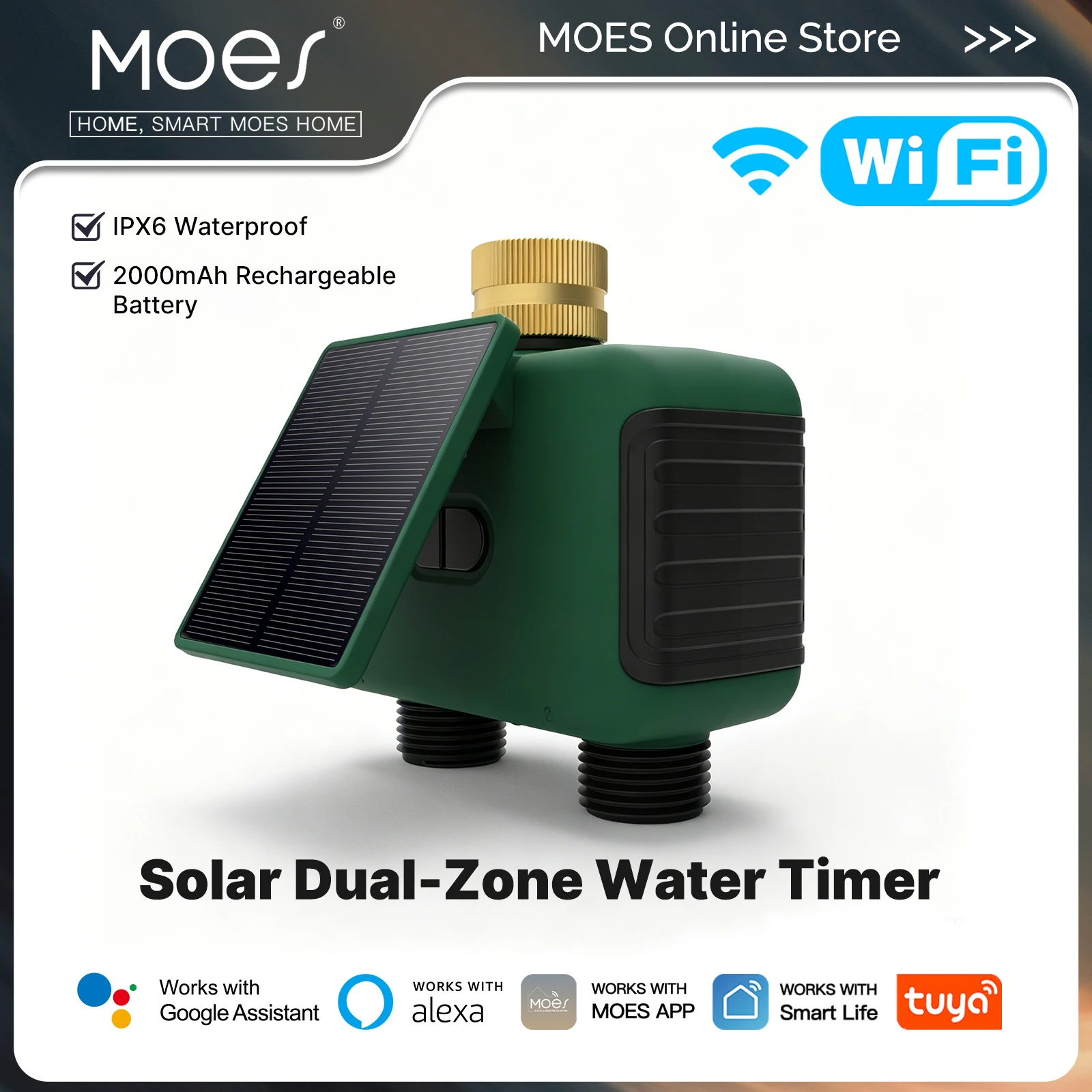 MOES Tuya WiFi Smart Solar Dual Zone Water Sprinkler Timer 2 Outlet Valve Controller APP Remote Voice Support Alexa Google Home
MOES Tuya WiFi Smart Solar Dual Zone Water Sprinkler Timer 2 Outlet Valve Controller APP Remote Voice Support Alexa Google Home