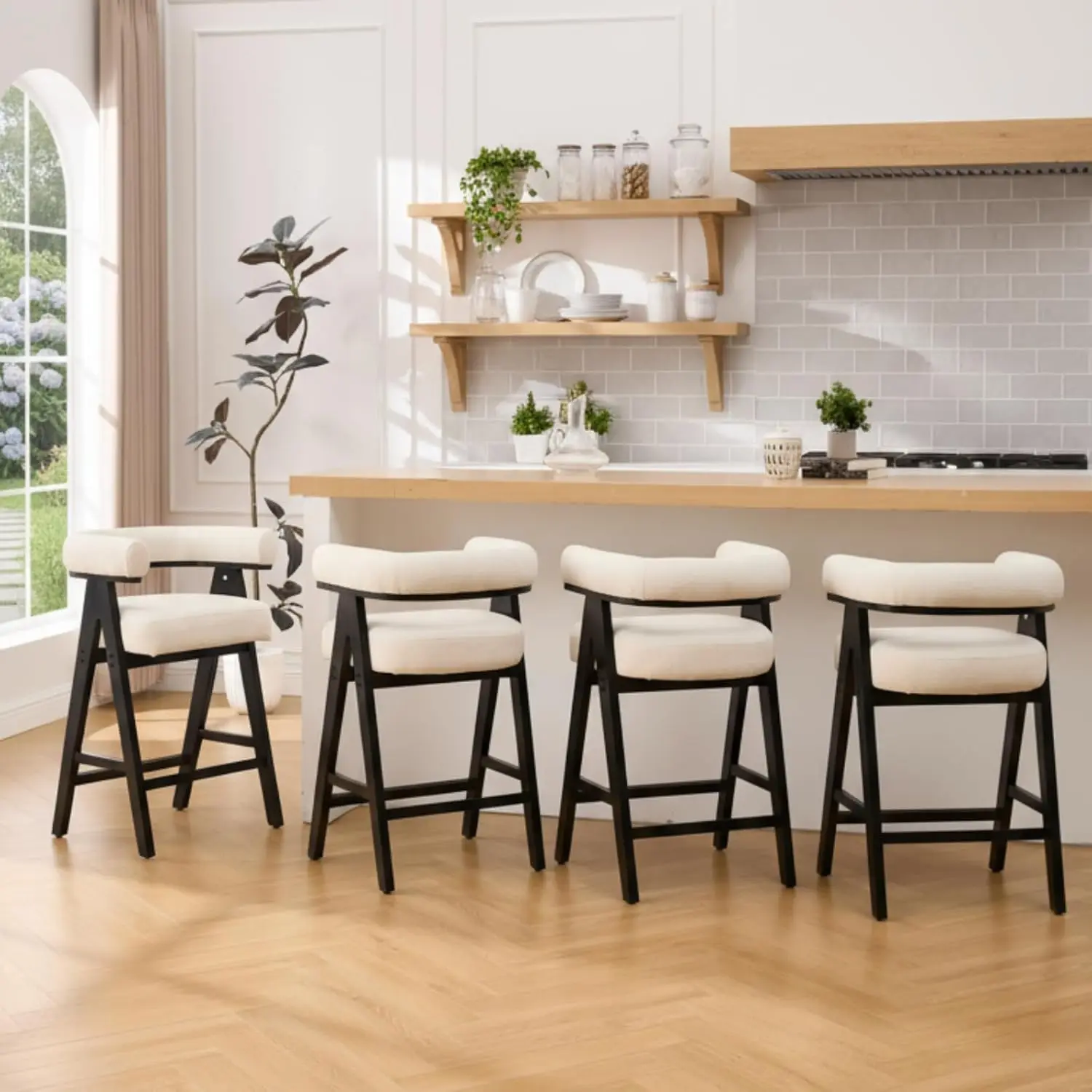 Counter Height Bar Stools Set of 4, 26 Inches Mid Century Barstools Bar Chairs with Barrel Backrest and Wooden, Customized
Counter Height Bar Stools Set of 4, 26 Inches Mid Century Barstools Bar Chairs with Barrel Backrest and Wooden, Customized