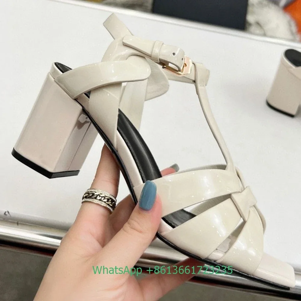 Cross Straps Square Toe Chunky Heel Sandals Solid Color Open Toe Real Patent Leather 6.5Cm Heels 2025 Newest Summer Sandals
Cross Straps Square Toe Chunky Heel Sandals Solid Color Open Toe Real Patent Leather 6.5Cm Heels 2025 Newest Summer Sandals