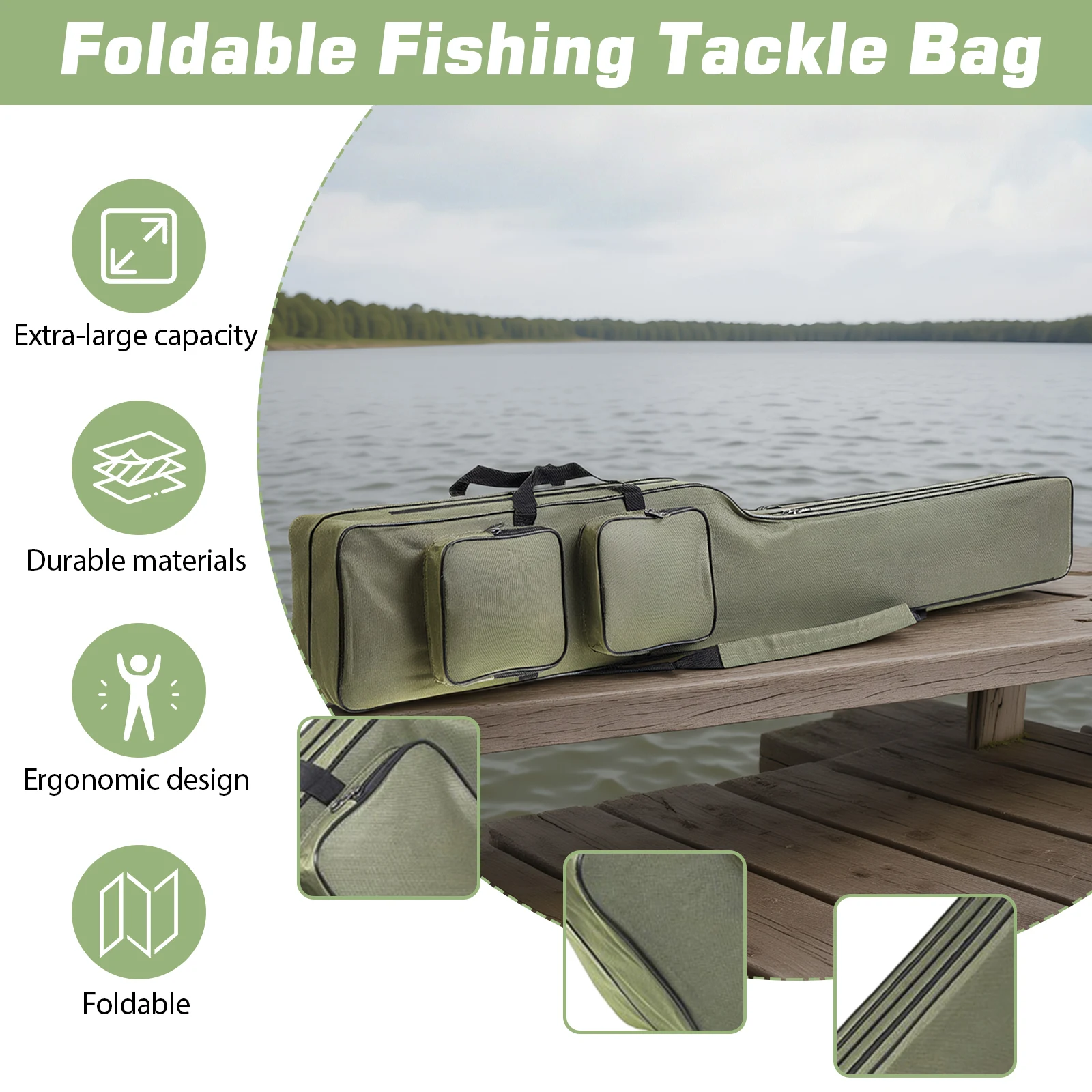 Fishing Rod Bags 150cm Waterproof Oxford Fish Pole Carrier Case for Men (Green)
Fishing Rod Bags 150cm Waterproof Oxford Fish Pole Carrier Case for Men (Green)