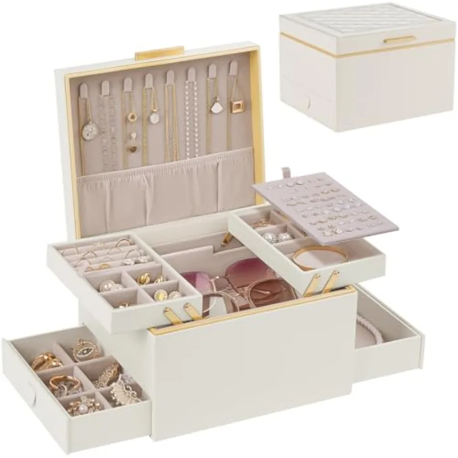 Jewelry Box Organizer for Women Girls, 2 Layer Jewelry Organizers and Storage for Necklace Earrings Rings Bracelets, Large Jewe
Jewelry Box Organizer for Women Girls, 2 Layer Jewelry Organizers and Storage for Necklace Earrings Rings Bracelets, Large Jewe