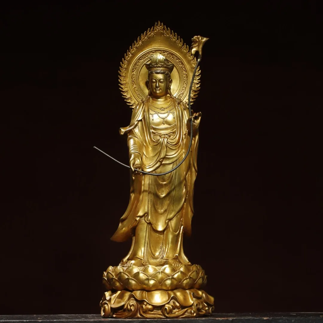 19"Tibetan Temple Collection Old Bronze Gilded Cinnabar Mahasthamaprapta Guanyin Station Buddha Lotus Terrace Worship Hall
19"Tibetan Temple Collection Old Bronze Gilded Cinnabar Mahasthamaprapta Guanyin Station Buddha Lotus Terrace Worship Hall