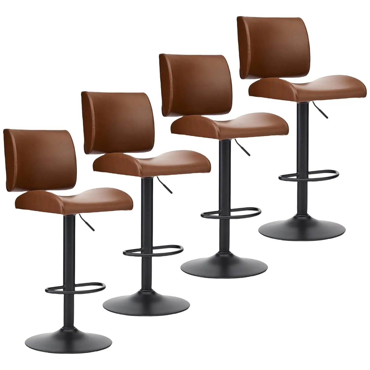 Swivel Bar Stools Set of 4,Modern Adjustable Bar stools with Back,Brown Faux Leather Kitchen Bar Stools,Counter, Customized
Swivel Bar Stools Set of 4,Modern Adjustable Bar stools with Back,Brown Faux Leather Kitchen Bar Stools,Counter, Customized