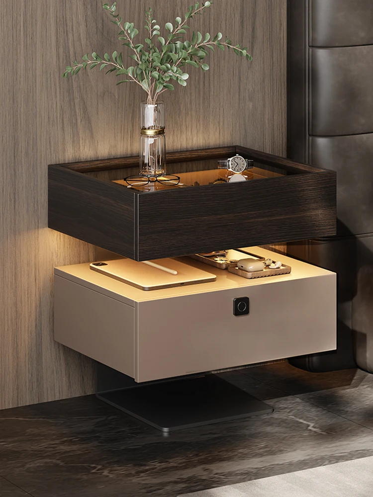 Italian Style Floating Smart Bedside Table Integrated Light Luxury High-end Sense with Fingerprint Lock Bedside Cabinet
Italian Style Floating Smart Bedside Table Integrated Light Luxury High-end Sense with Fingerprint Lock Bedside Cabinet