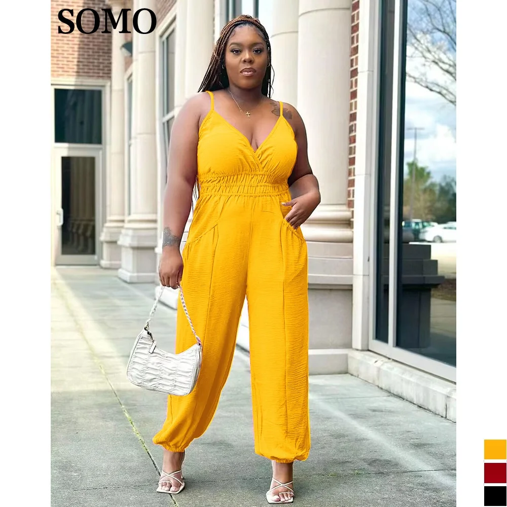 SOMO Streetwear Halter Plus Size Rompers and Jumpsuits for Women Solid Pleated Fashion One Piece Outfits Wholesale Dropshipping
SOMO Streetwear Halter Plus Size Rompers and Jumpsuits for Women Solid Pleated Fashion One Piece Outfits Wholesale Dropshipping