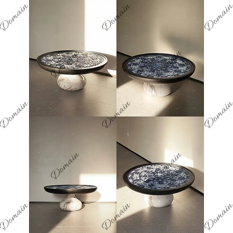 Moroccan Style Solid Wood Blue Porcelain Coffee Table for Living Room Small Space Round Marble Tea Table
Moroccan Style Solid Wood Blue Porcelain Coffee Table for Living Room Small Space Round Marble Tea Table