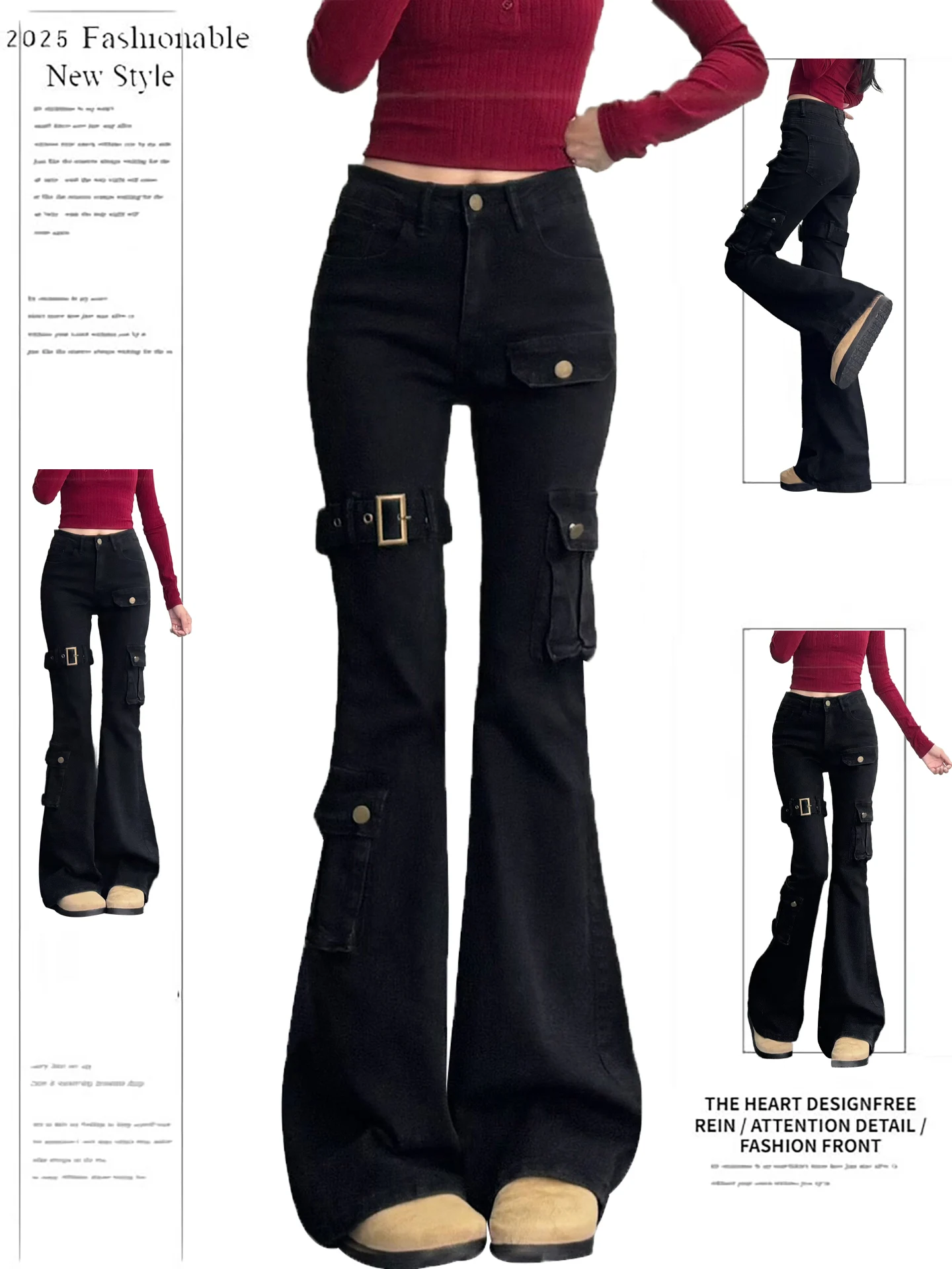 Slimming High Waist Bell Bot Jeans Women's Bla American Sle Distred Low Rise Casual Long Trousers for Autumn
Slimming High Waist Bell Bot Jeans Women's Bla American Sle Distred Low Rise Casual Long Trousers for Autumn