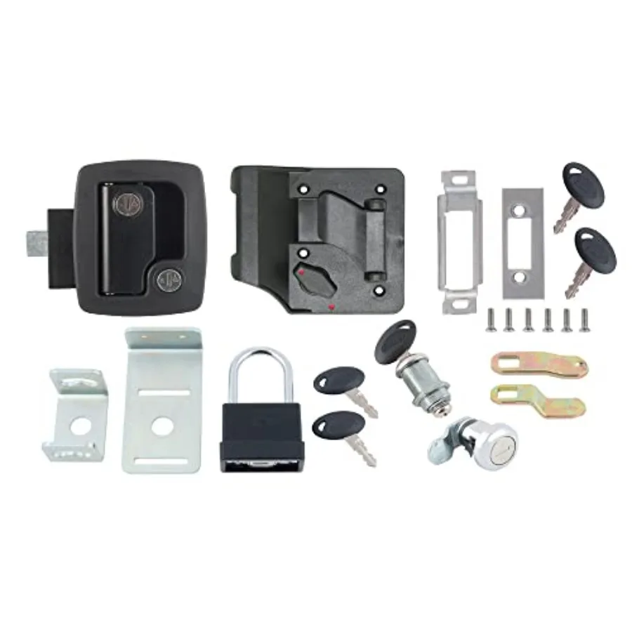 RV Door Lock Keyed Alike Kit for Residential Use, Premium Black Finish, Heavy-Duty Zinc Alloy Construction, Smooth Operation an
RV Door Lock Keyed Alike Kit for Residential Use, Premium Black Finish, Heavy-Duty Zinc Alloy Construction, Smooth Operation an