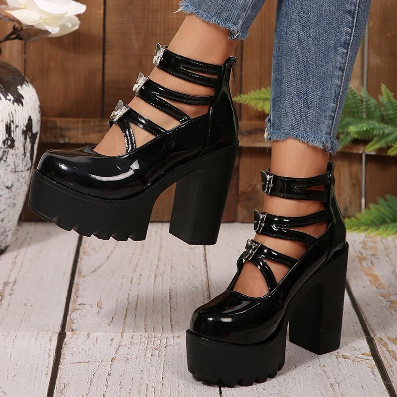Женские туфли-лодочки на высоком каблуке с ремешком на щиколотке и декором в виде бабочки, готические туфли Мэри Джейн на массивной платформе, женские черные туфли Лолиты на толстом каблуке 
Женские туфли-лодочки на высоком каблуке с ремешком на щиколотке и декором в виде бабочки, готические туфли Мэри Джейн на массивной платформе, женские черные туфли Лолиты на толстом каблуке