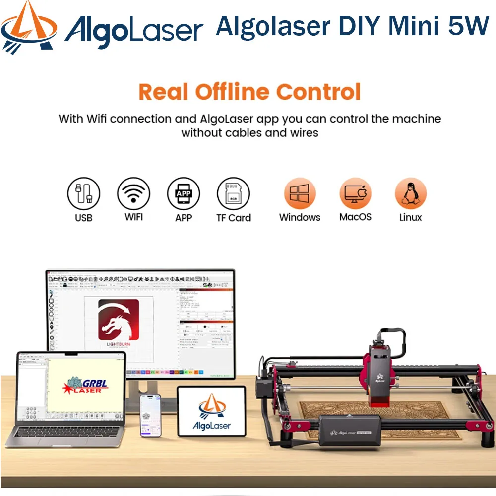 Algolaser DIY Mini 5W Laser Engraver Cutter 30*30CM Portable Logo Printer Woodworking Tools CNC Machine For Metal Acrylic Marker
Algolaser DIY Mini 5W Laser Engraver Cutter 30*30CM Portable Logo Printer Woodworking Tools CNC Machine For Metal Acrylic Marker