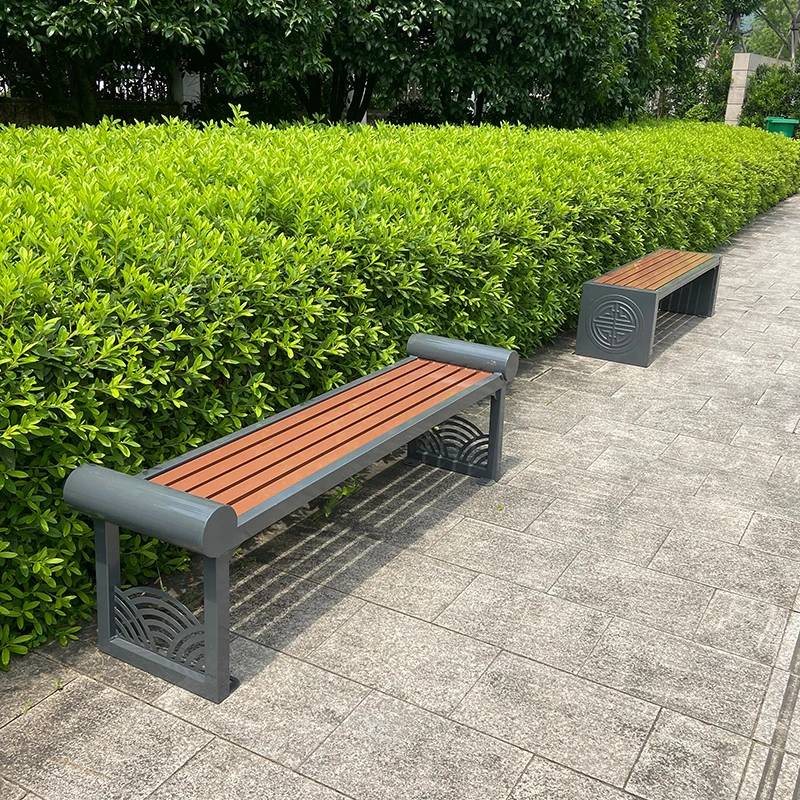 Modern Style Solid Wood Outdoor Bench For Patio Seating Knocked Down With Aluminum Structure Iron Backrest For Mall & Entry 
Modern Style Solid Wood Outdoor Bench For Patio Seating Knocked Down With Aluminum Structure Iron Backrest For Mall & Entry