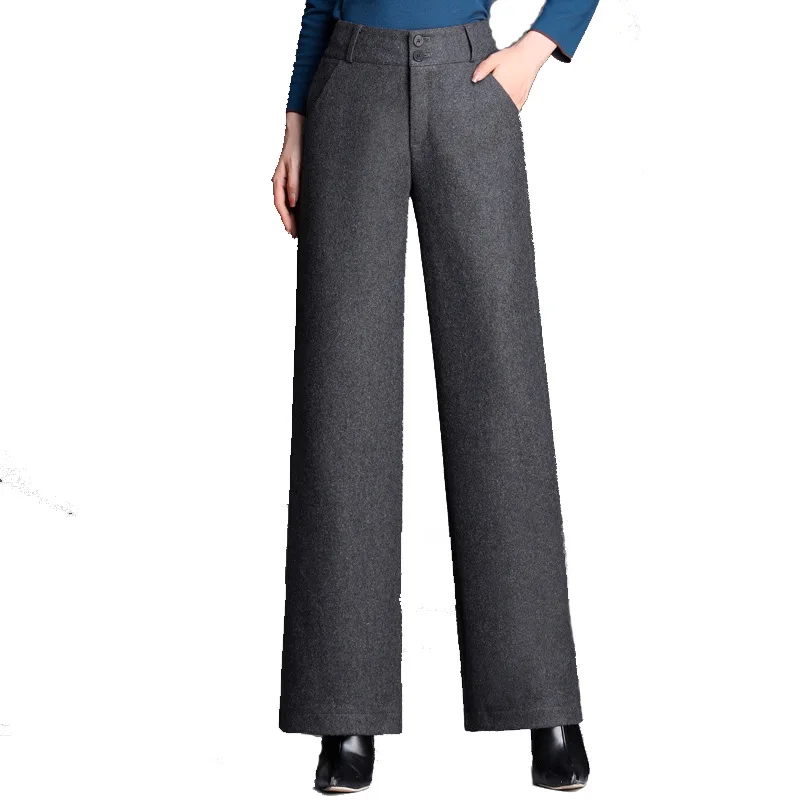 Thicken Warm Woolen Wide Leg Pants For Women Autumn Winter High Waisted Wool Trousers Oversize Plus Size 6XL Dark Gray Black
Thicken Warm Woolen Wide Leg Pants For Women Autumn Winter High Waisted Wool Trousers Oversize Plus Size 6XL Dark Gray Black