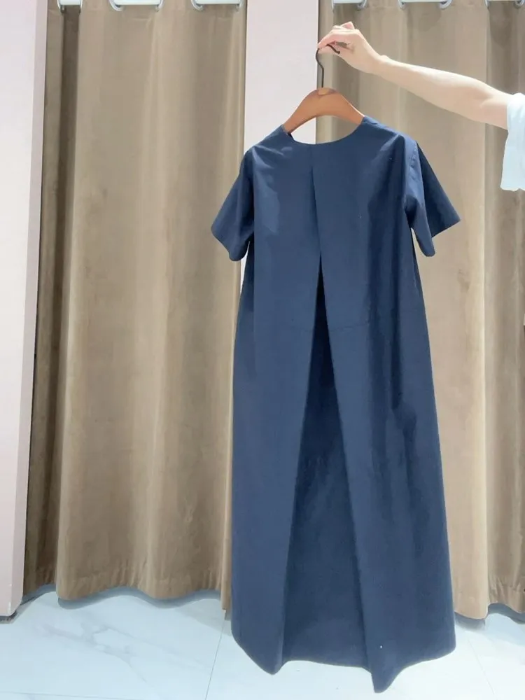 Hong Kong Style Retro Chic Loose Casual Blue Over-Knee Dress Summer Women's plus Size Straight Tube Dress Korean Commute Style
Hong Kong Style Retro Chic Loose Casual Blue Over-Knee Dress Summer Women's plus Size Straight Tube Dress Korean Commute Style