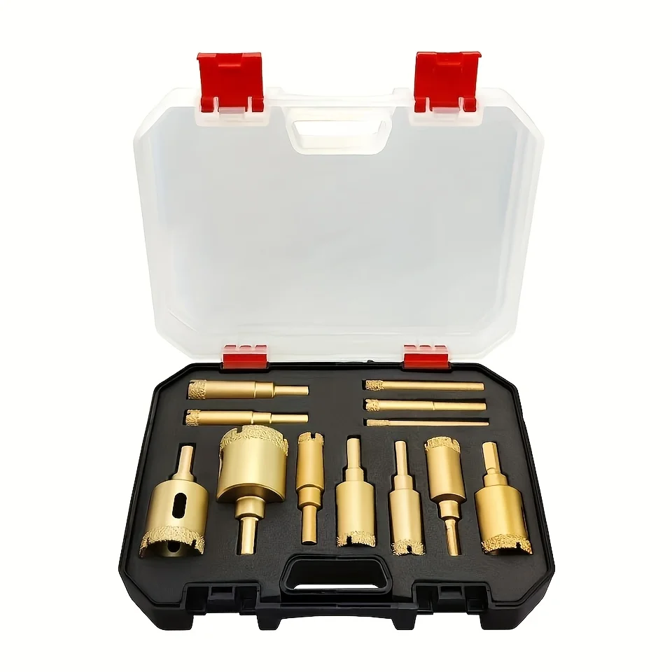 12pcs Diamond Coated Drill Bit Set, 6-35mm, with Red Handles & Storage Case - Ideal for Glass, Marble, Granite, Ceramic & Tile -
12pcs Diamond Coated Drill Bit Set, 6-35mm, with Red Handles & Storage Case - Ideal for Glass, Marble, Granite, Ceramic & Tile -